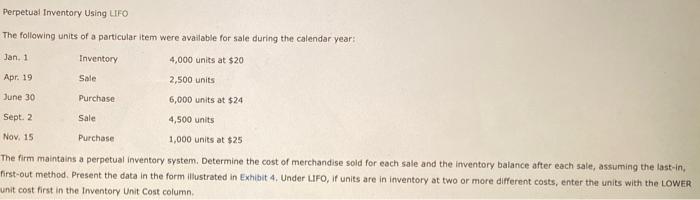 please help! will give a Perpetual Inventory Using UFO The following units