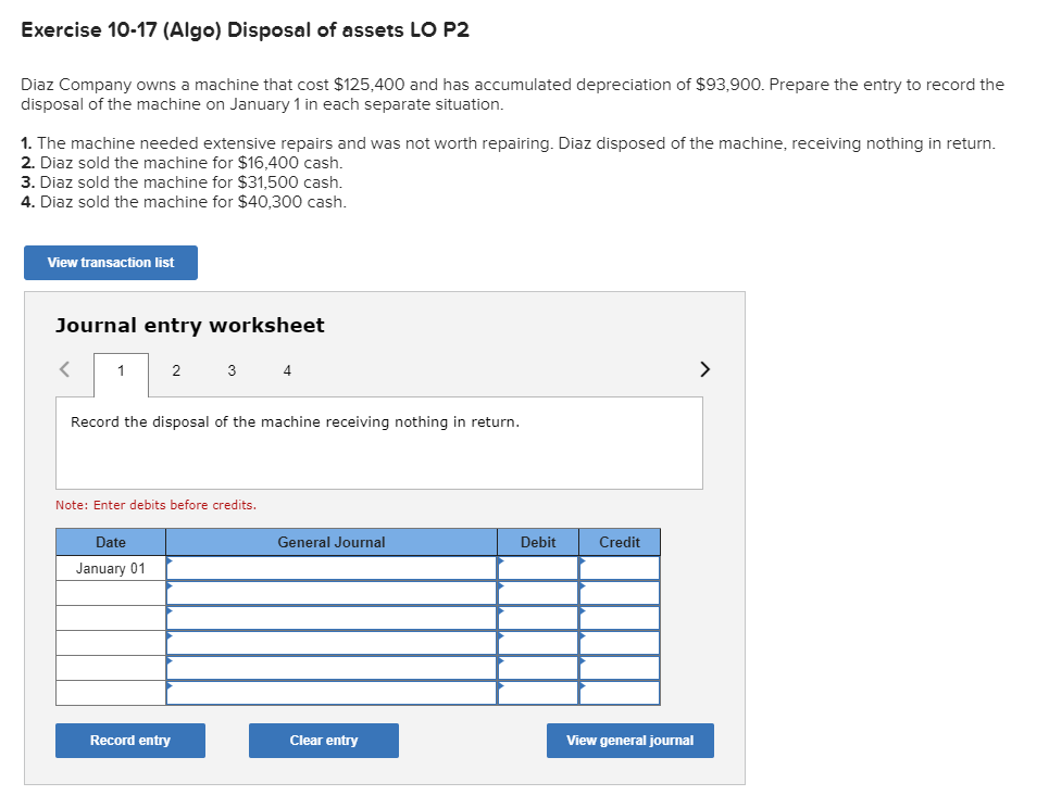 Please answer all the problems!! Thank you so much!! Exercise 10-17 (Algo)