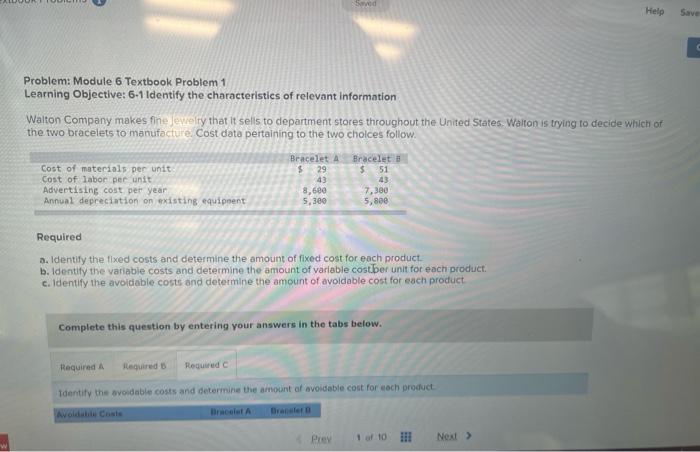 try your best Problem: Module 6 Textbook Problem 1 Learning Objective: 61