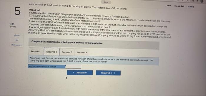 margin for one unit of each product follow: 16 90 Book erences