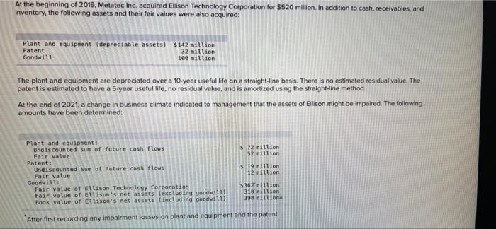 Hello, I am having difficulty calculating goodwill for this problem. Thank you