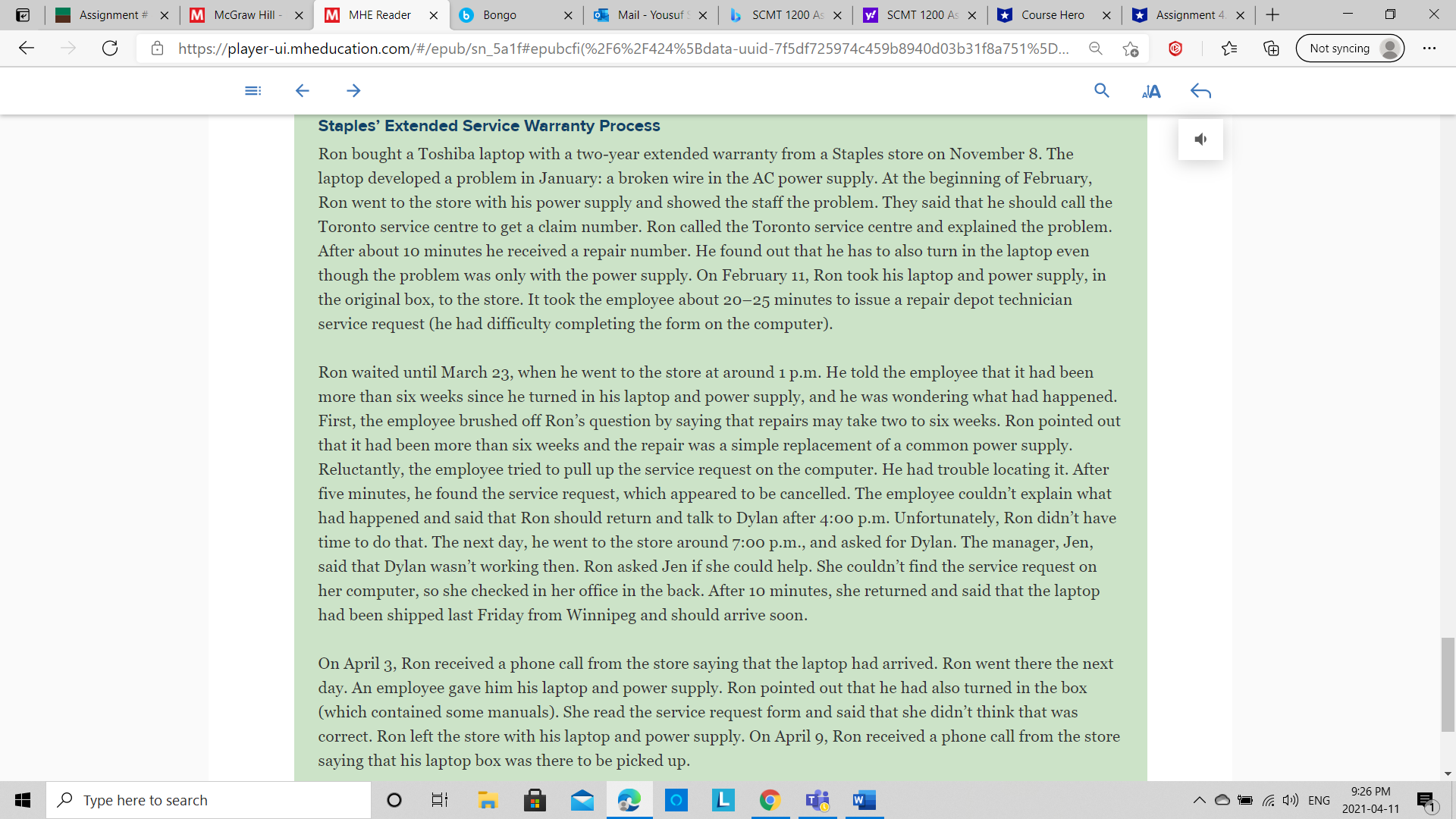 Below is a case study,For each quality problem, determine a quality assurance