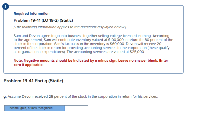  ! Required Information Problem 19-41(LO 19-2)(Static) [The following information applles to