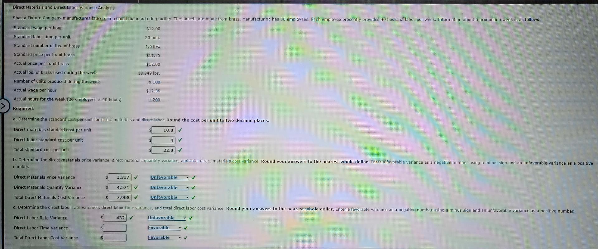 Direct Labor Time Variance, cannot seem to get the correct answer. formula