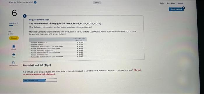 hi can i get help Chapter 1 Foundational 15 6 Pantof 0.83