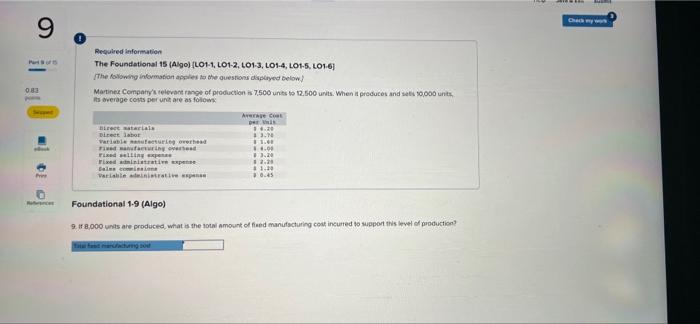 Martinez Company's relevant range of production is 7.500 units to 12.500 units.
