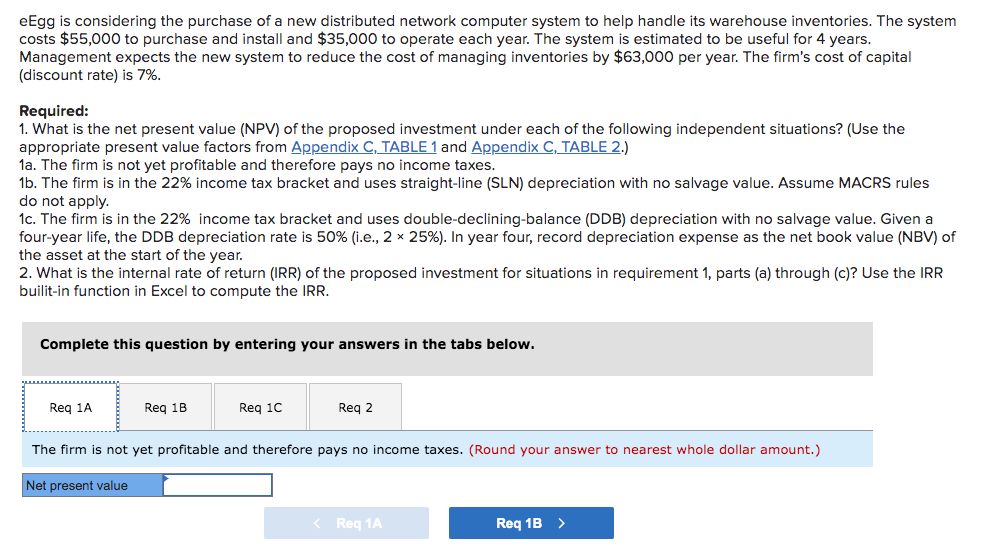 please fully answer the whole question eEgg is considering the purchase of