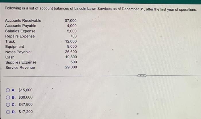  need help with accounting practice problems! sorry! Following is a list