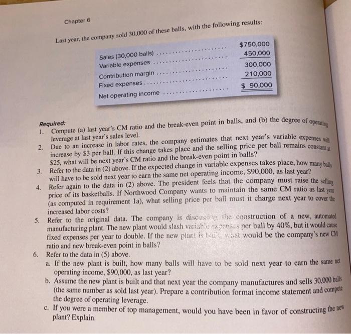 Structure; Target Sales L06-1, L06-3, L06-4, L06-5, L06-6, L06-8 Northwood Company manufactures