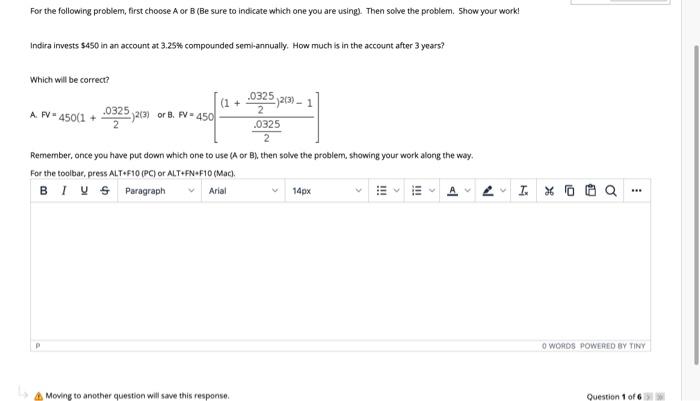  For the following problem, first choose A or B (Be sure