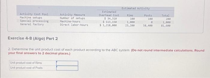 Costs [LO4-2, LO4-3] [The following information applies to the questions displayed below.]