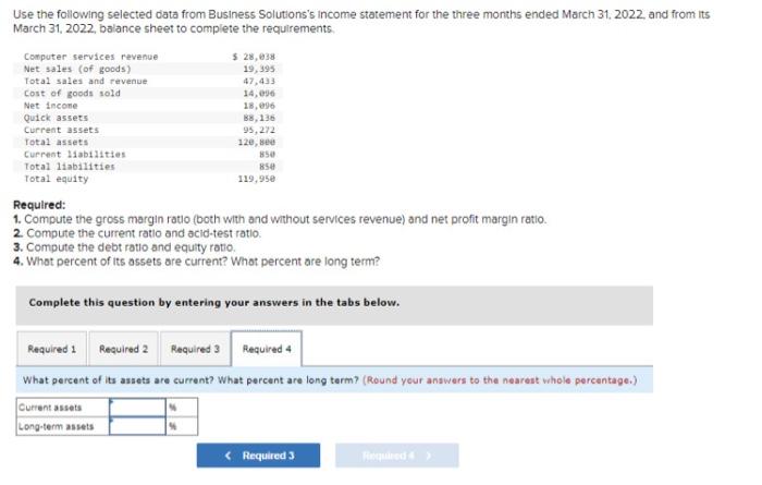 and from its March 31, 2022. balance sheet to complete the requirements.
