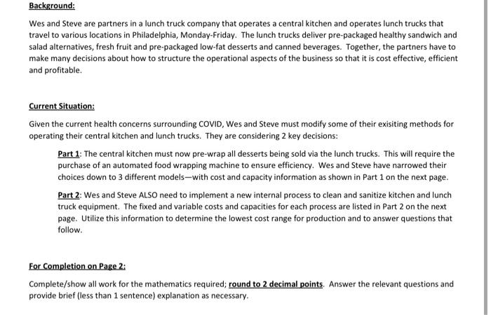 Cost/Unit Max Capacity PART 1: Listed at the right are the Fixed