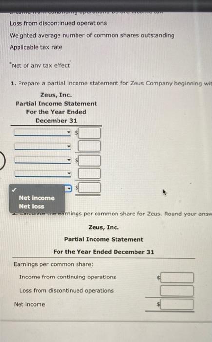 income tax Loss from discontinued operations Weighted average number of common shares