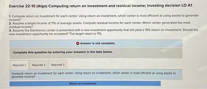 the following information for the Exercises below. (Algo) [The following information applies