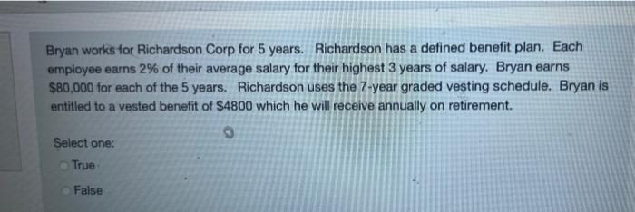 A and the midquarter convention for Asset B Select one: True False