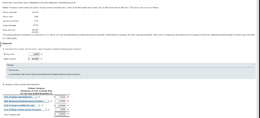dont nneed to see work just correct answer for cog manfuactured