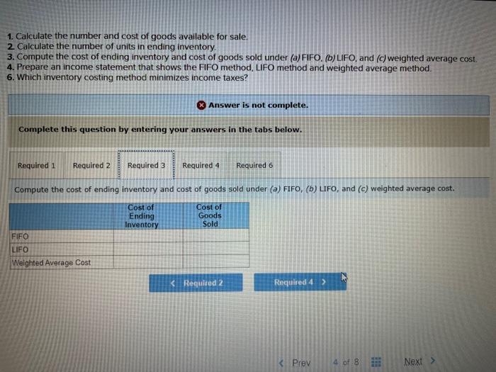 tracks the number of units purchased and sold throughout each year but