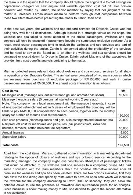 please solve question d) only, tq Alpha Cruise Lines Bhd is a