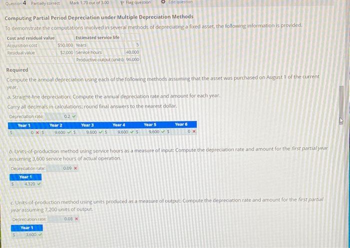 help me solve for this problem Computing Partial Period Depreciation under Multiple