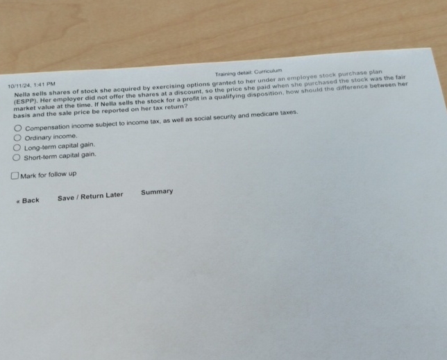  10/11/24,1:41 PM Training detaik Curriculum Nella sells shares of stock she
