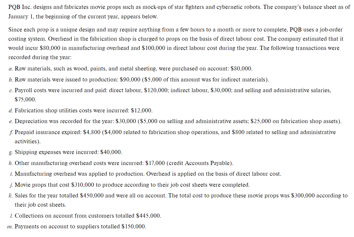 Prepare an income statement for the year. (do not prepare a schedule