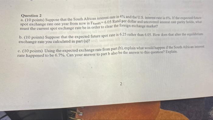 Please answer C Question 2 a. (10 points) Suppose that the South