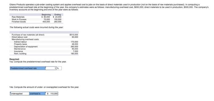cost of goods sold for the year. (Do not include any under-or