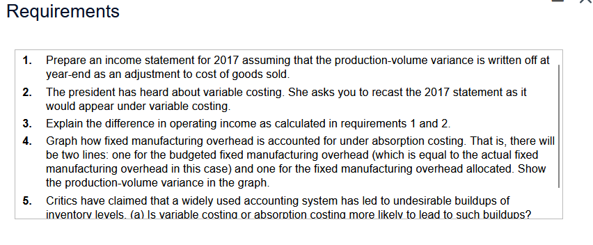Preston Company uses an absorption-costing system based on standard costs. Variable manufacturing