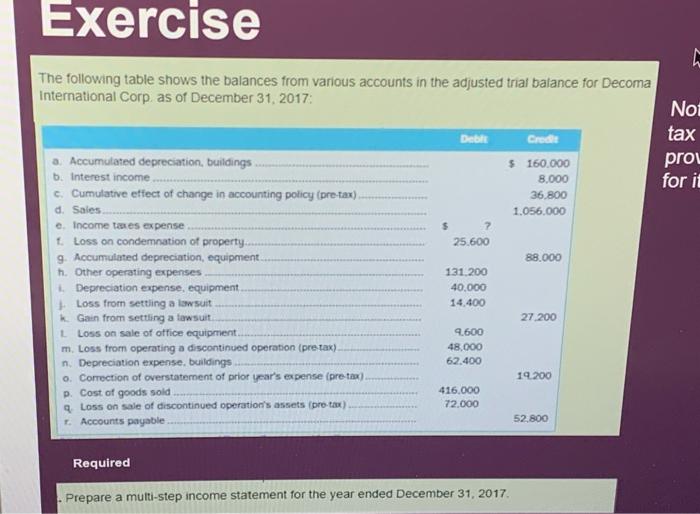Prepare a multi step income statement for thz year znded Dzczmbzr 31,2017