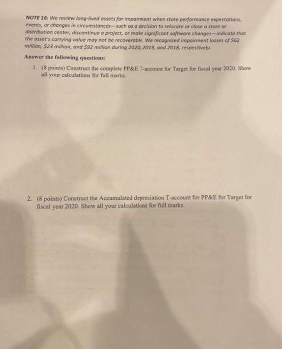all work Part 3-Leng-lived assets (20 points): Use the following financial information