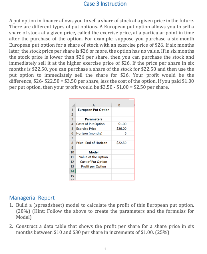This assignment is to be done in excel only; if you could,