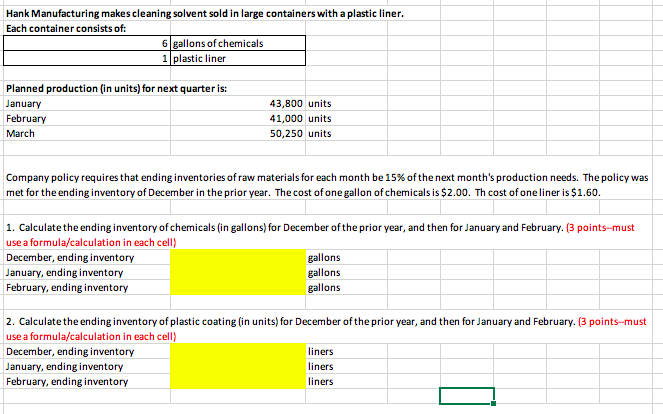 If someone could help me solve this. I would like formulas