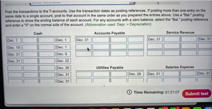 shop. Walker's Quality Automotive. The following transactions occurred during December: (Click the