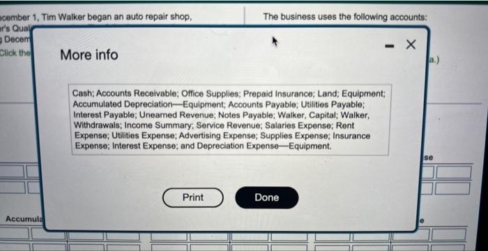 (Abbreviation used: Depr.= Depreciation) Accounts Payable Dec. 1 Dec. 19 Dec. 31