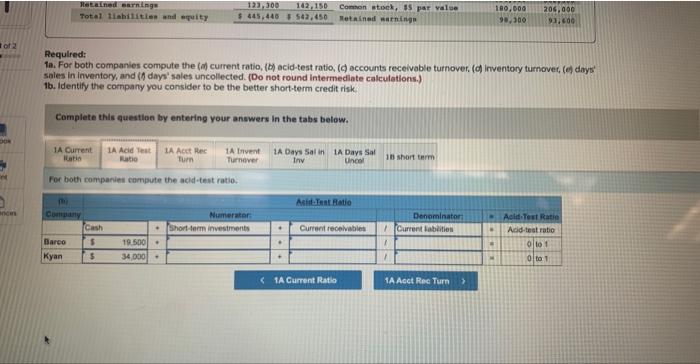 it:) 12 M Required information The following information applies to the questions