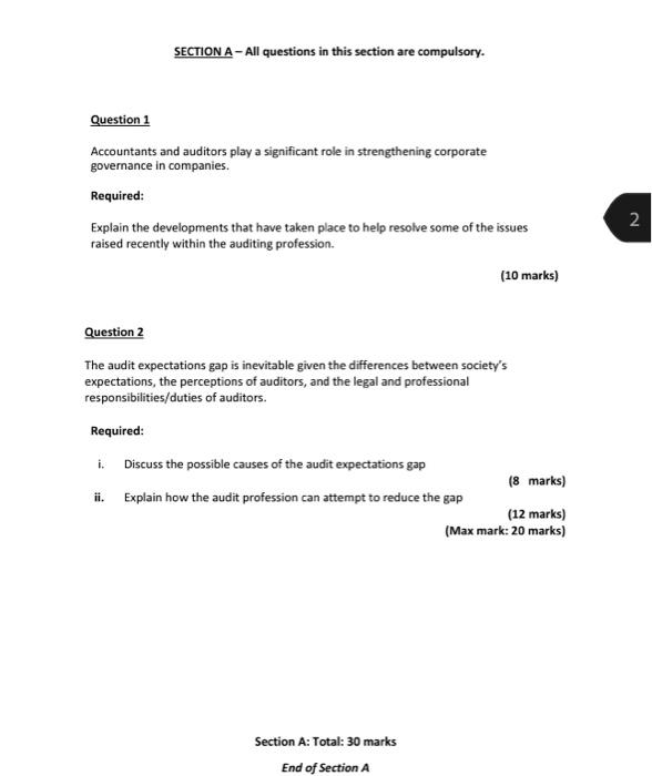  SECTION A - All questions in this section are compulsory. Question