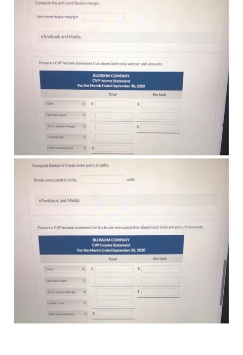 help pls Compute the unit contribution margin. Unit contribution margin eTextbook and