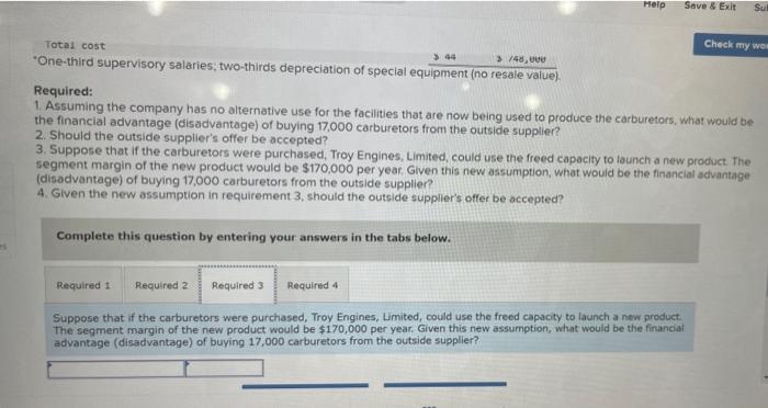 all of the carburetors. An outside supplier has offered to sell one