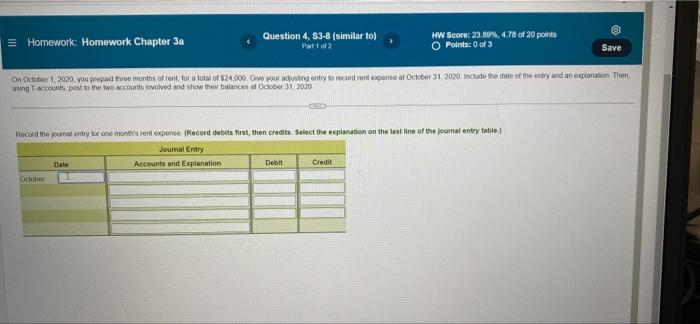 please help Homework: Homework Chapter 3a Question 4, $3-8 (similar to) Part