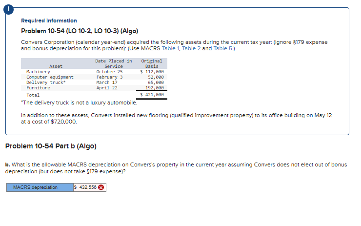 Problem 10-54 (LO 10-2, LO 10-3) (Algo) Convers Corporation (calendar year-end) acquired