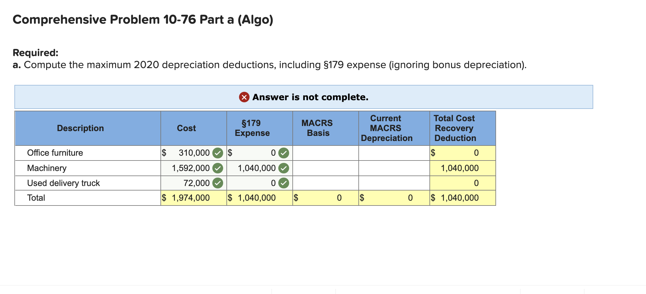 10-4, LO 10-5) (Algo) [The following information applies to the questions displayed