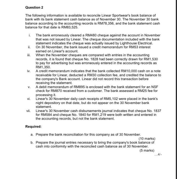 please write answer clearly. thank you Question 2 The following information is