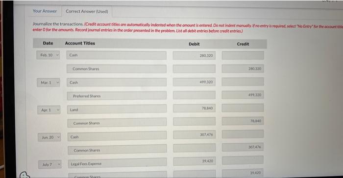 bothcommon and preferred shares. (Round dvendae per share to 2 decimol ploces,