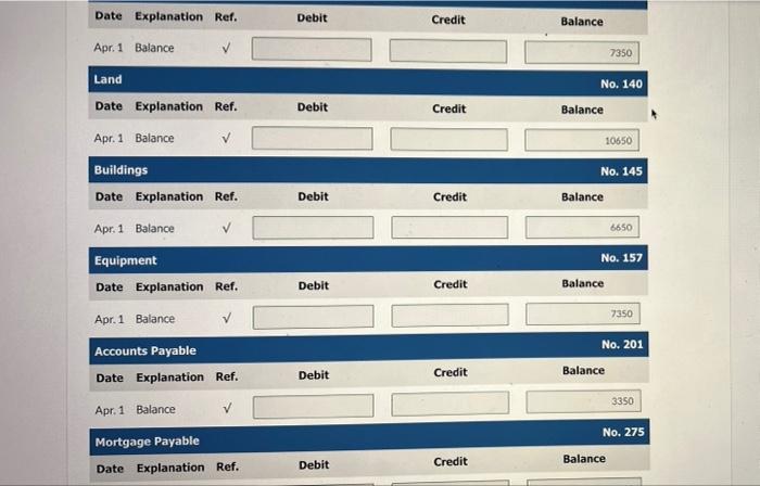 All facilities were completed on March 31. At this time, the ledger