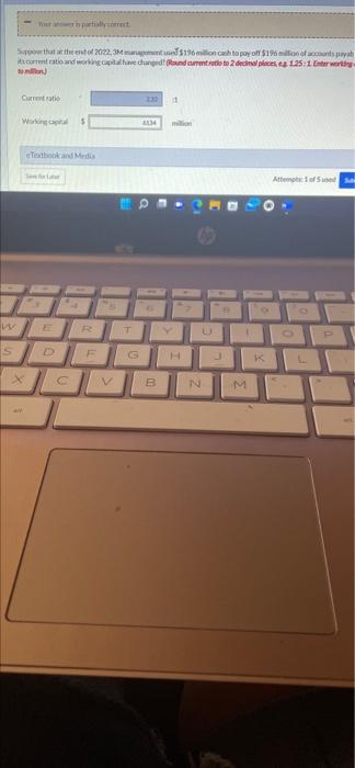 millions). 3M Company Balance Sheets (partial) Current assets 2022 Cash and cash