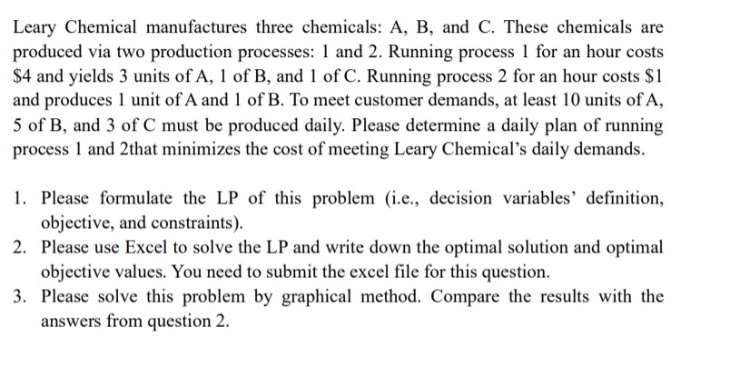 Please use excel solver to answer number 2. Provide detailed excel solver