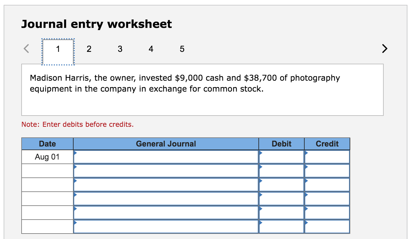 Please answer all parts Journal entry worksheet 2 3 4 5 Madison