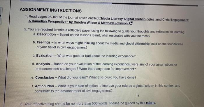 please answer it as soon as possible. ASSIGNMENT INSTRUCTIONS 1. Read pages