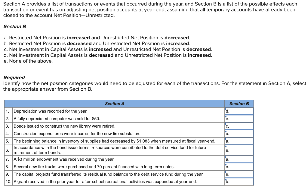  Please solve #5 & 6 only!! Section A provides a list